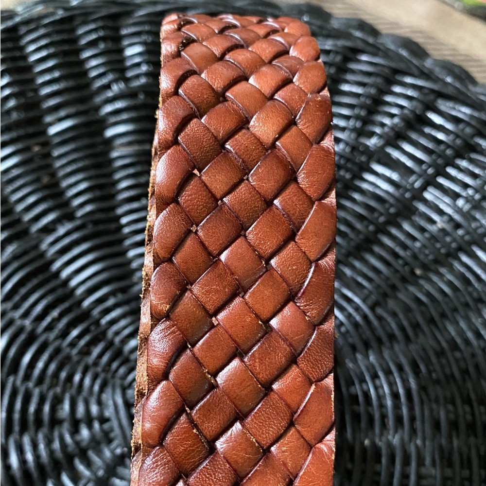 Talbots 100% Genuine Leather Brown Woven Belt Size S (39”) - Picture 4 of 14